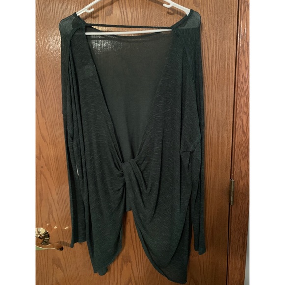 Forest green long sleeve free people top open back - Picture 2 of 2